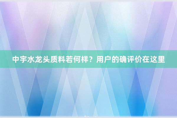 中宇水龙头质料若何样？用户的确评价在这里